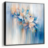 Dreamy Abstract Floral Wall Art – Soft Blue & Peach Canvas Print