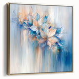 Dreamy Abstract Floral Wall Art – Soft Blue & Peach Canvas Print