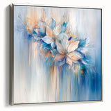 Dreamy Abstract Floral Wall Art – Soft Blue & Peach Canvas Print