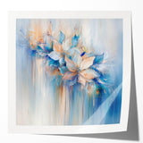 Dreamy Abstract Floral Wall Art – Soft Blue & Peach Canvas Print