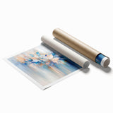 Dreamy Abstract Floral Wall Art – Soft Blue & Peach Canvas Print