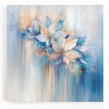 Dreamy Abstract Floral Wall Art – Soft Blue & Peach Canvas Print