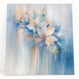 Dreamy Abstract Floral Wall Art – Soft Blue & Peach Canvas Print