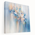 Dreamy Abstract Floral Wall Art – Soft Blue & Peach Canvas Print