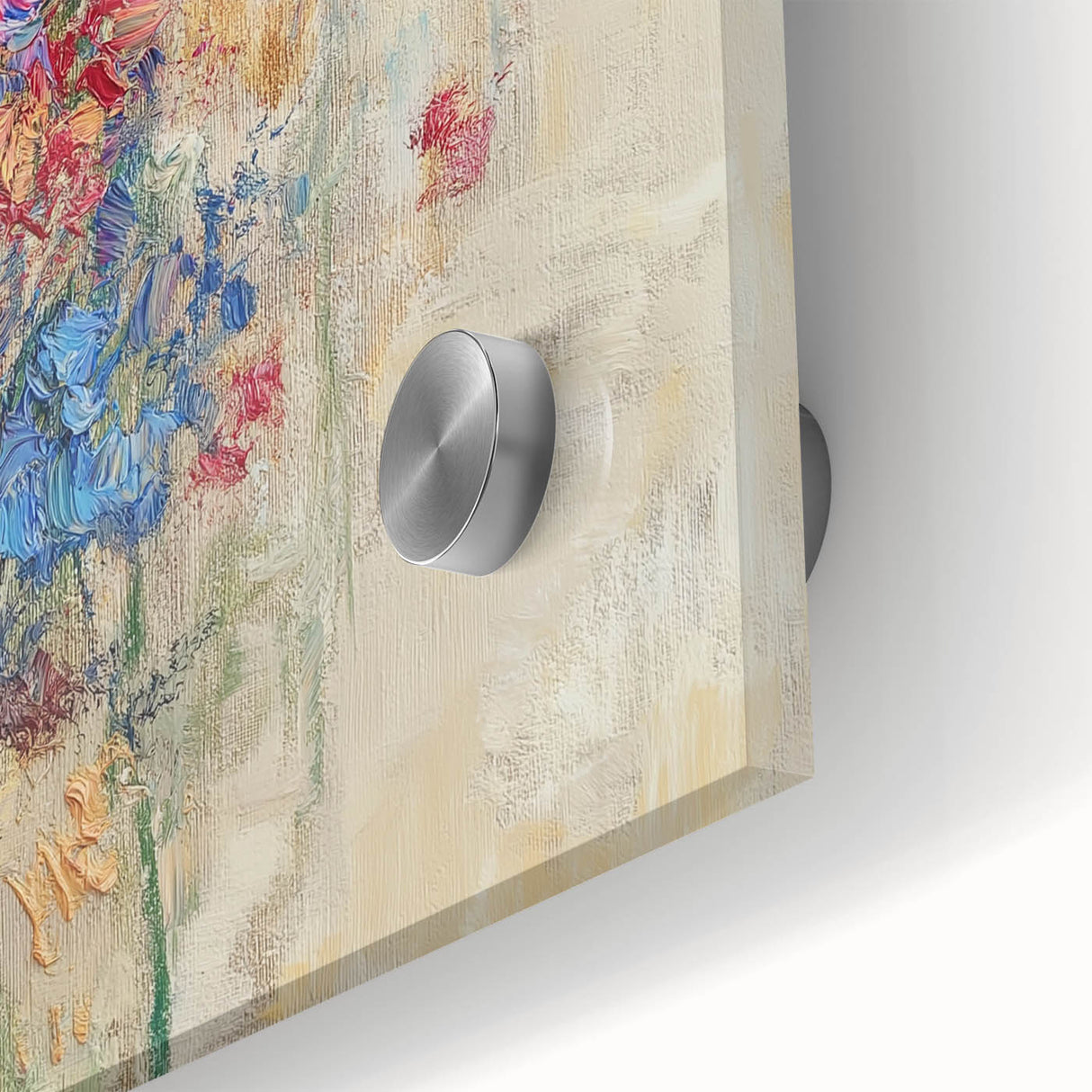 Textured Abstract Floral Wall Art – Blue & Pink Botanical Canvas