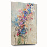 Textured Abstract Floral Wall Art – Blue & Pink Botanical Canvas