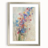 Textured Abstract Floral Wall Art – Blue & Pink Botanical Canvas
