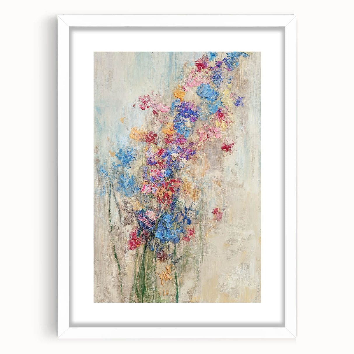Textured Abstract Floral Wall Art – Blue & Pink Botanical Canvas
