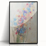 Textured Abstract Floral Wall Art – Blue & Pink Botanical Canvas