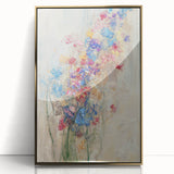 Textured Abstract Floral Wall Art – Blue & Pink Botanical Canvas