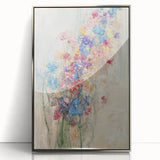 Textured Abstract Floral Wall Art – Blue & Pink Botanical Canvas
