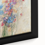 Textured Abstract Floral Wall Art – Blue & Pink Botanical Canvas