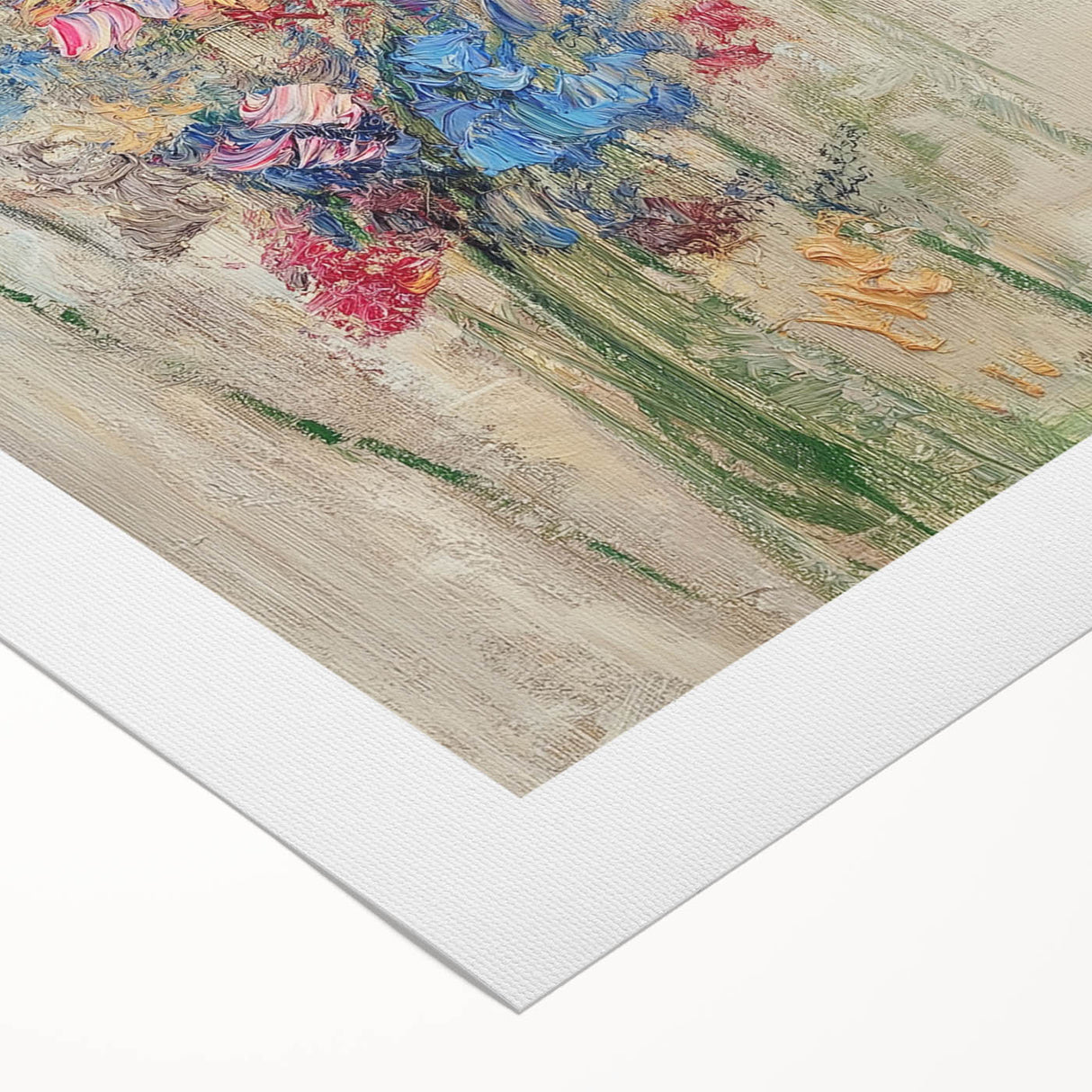 Textured Abstract Floral Wall Art – Blue & Pink Botanical Canvas