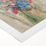 Textured Abstract Floral Wall Art – Blue & Pink Botanical Canvas