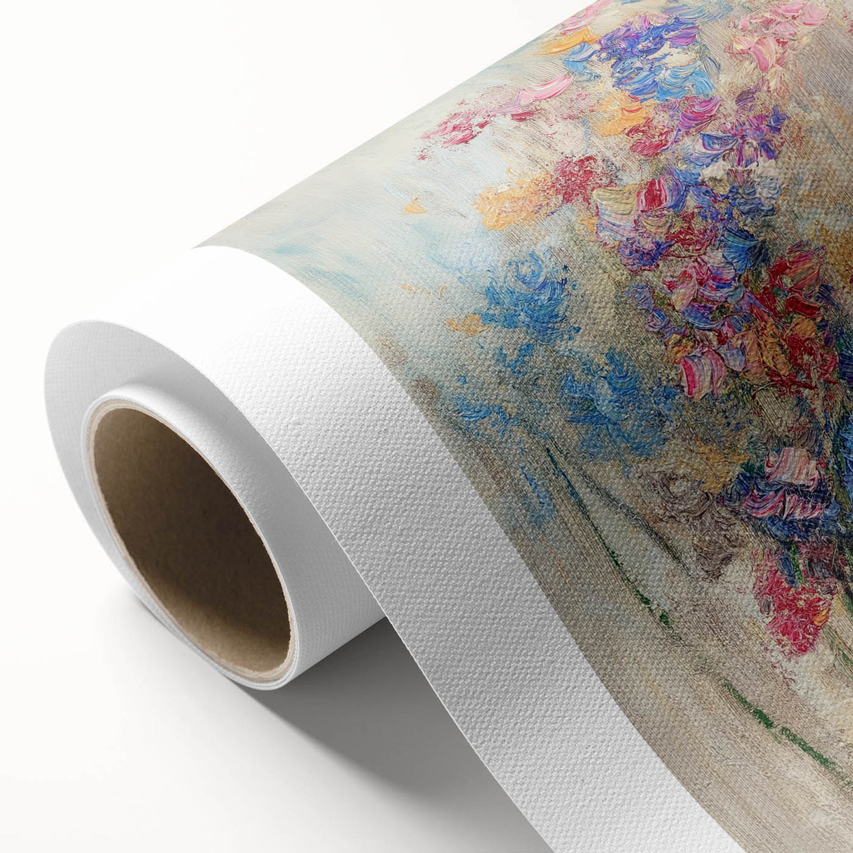 Textured Abstract Floral Wall Art – Blue & Pink Botanical Canvas