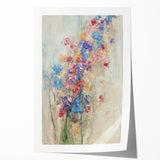 Textured Abstract Floral Wall Art – Blue & Pink Botanical Canvas