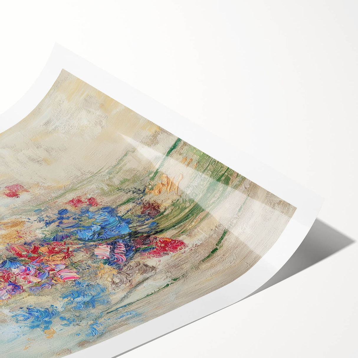 Textured Abstract Floral Wall Art – Blue & Pink Botanical Canvas