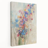 Textured Abstract Floral Wall Art – Blue & Pink Botanical Canvas