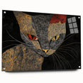Modern Abstract Cat Wall Art – Bold Black & Gold Canvas Print