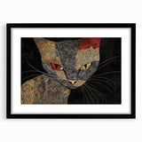 Modern Abstract Cat Wall Art – Bold Black & Gold Canvas Print