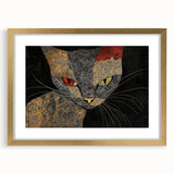 Modern Abstract Cat Wall Art – Bold Black & Gold Canvas Print