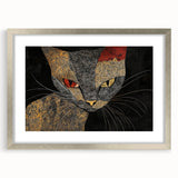 Modern Abstract Cat Wall Art – Bold Black & Gold Canvas Print