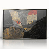 Modern Abstract Cat Wall Art – Bold Black & Gold Canvas Print