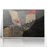 Modern Abstract Cat Wall Art – Bold Black & Gold Canvas Print