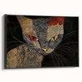 Modern Abstract Cat Wall Art – Bold Black & Gold Canvas Print