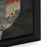 Modern Abstract Cat Wall Art – Bold Black & Gold Canvas Print