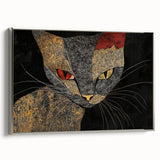 Modern Abstract Cat Wall Art – Bold Black & Gold Canvas Print
