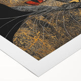 Modern Abstract Cat Wall Art – Bold Black & Gold Canvas Print