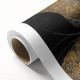 Modern Abstract Cat Wall Art – Bold Black & Gold Canvas Print