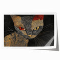 Modern Abstract Cat Wall Art – Bold Black & Gold Canvas Print