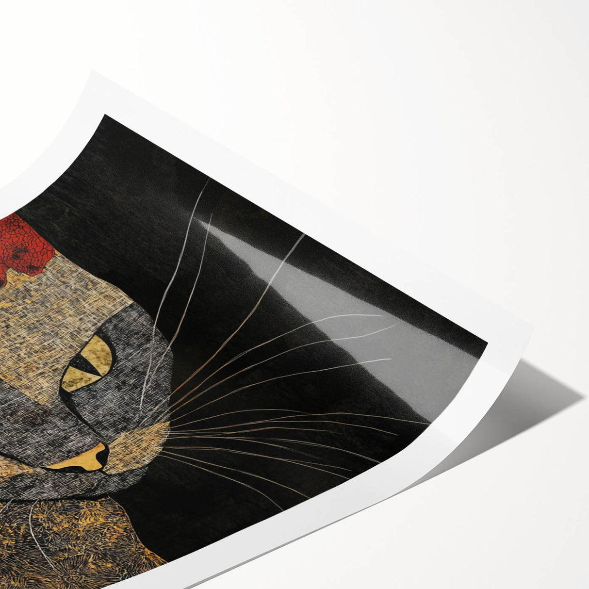 Modern Abstract Cat Wall Art – Bold Black & Gold Canvas Print