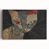 Modern Abstract Cat Wall Art – Bold Black & Gold Canvas Print