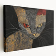 Modern Abstract Cat Wall Art – Bold Black & Gold Canvas Print