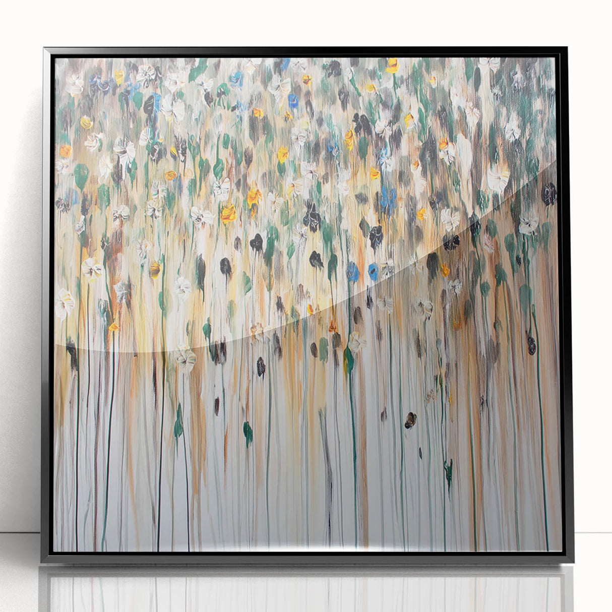 Textured Abstract Floral Wall Art – Modern Drip-Style Canvas
