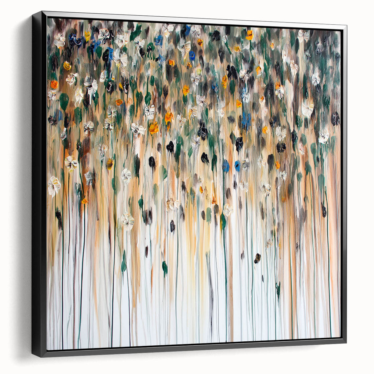 Textured Abstract Floral Wall Art – Modern Drip-Style Canvas