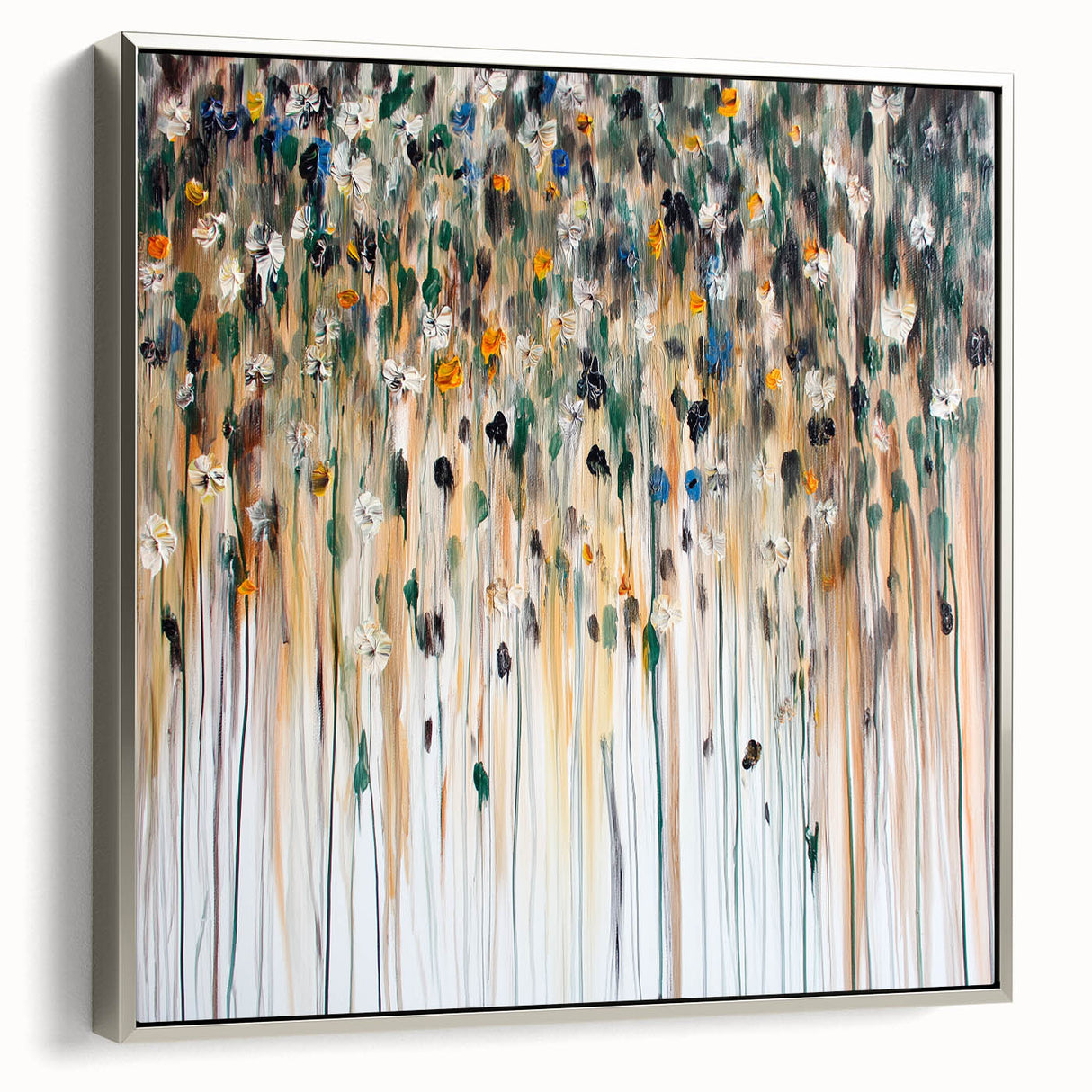 Textured Abstract Floral Wall Art – Modern Drip-Style Canvas