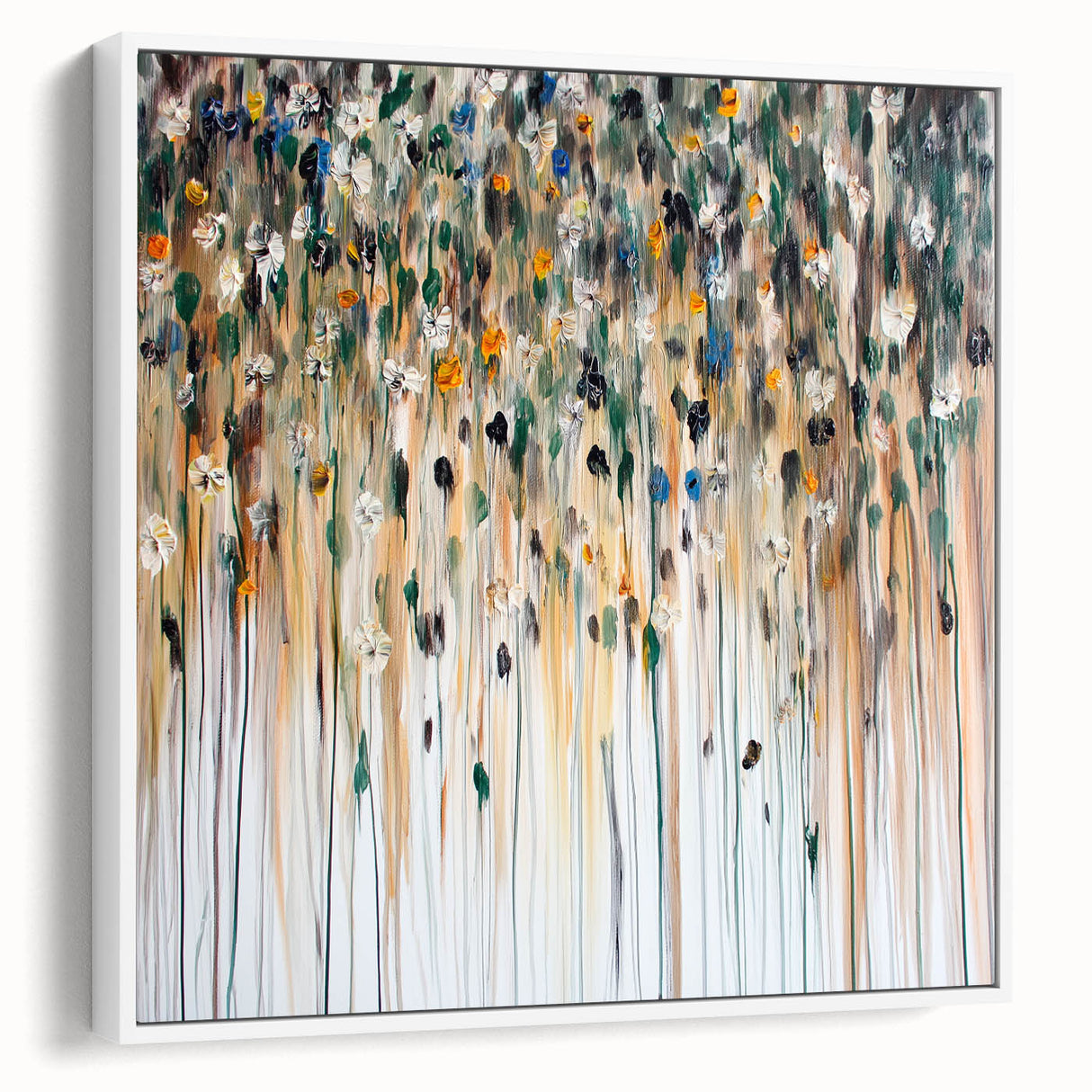 Textured Abstract Floral Wall Art – Modern Drip-Style Canvas