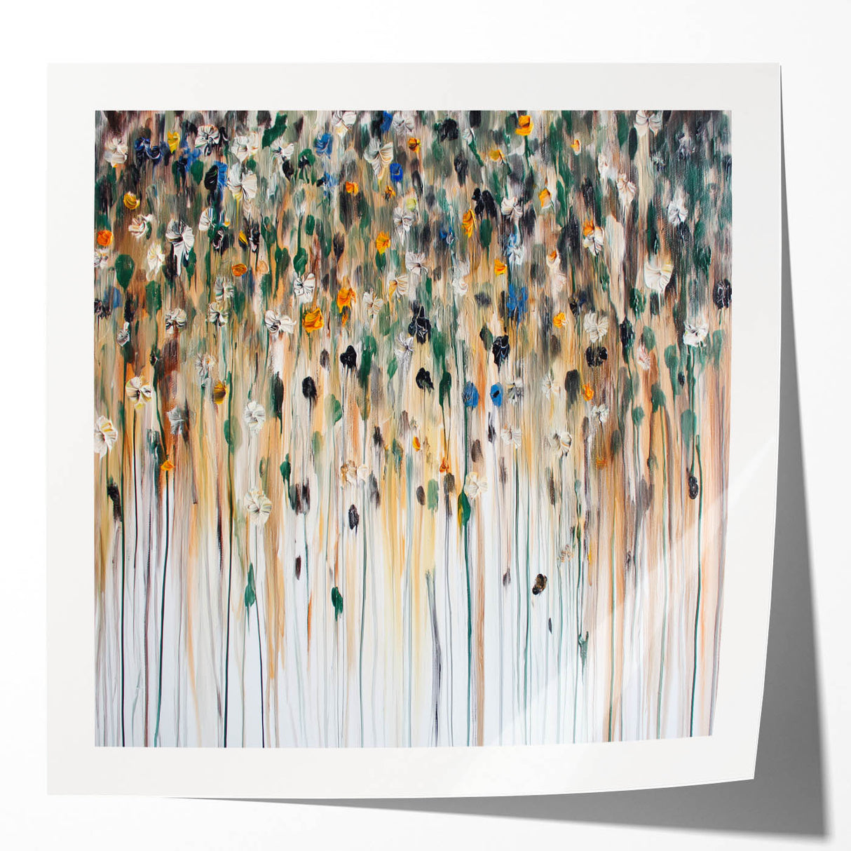 Textured Abstract Floral Wall Art – Modern Drip-Style Canvas