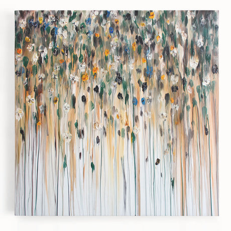 Textured Abstract Floral Wall Art – Modern Drip-Style Canvas