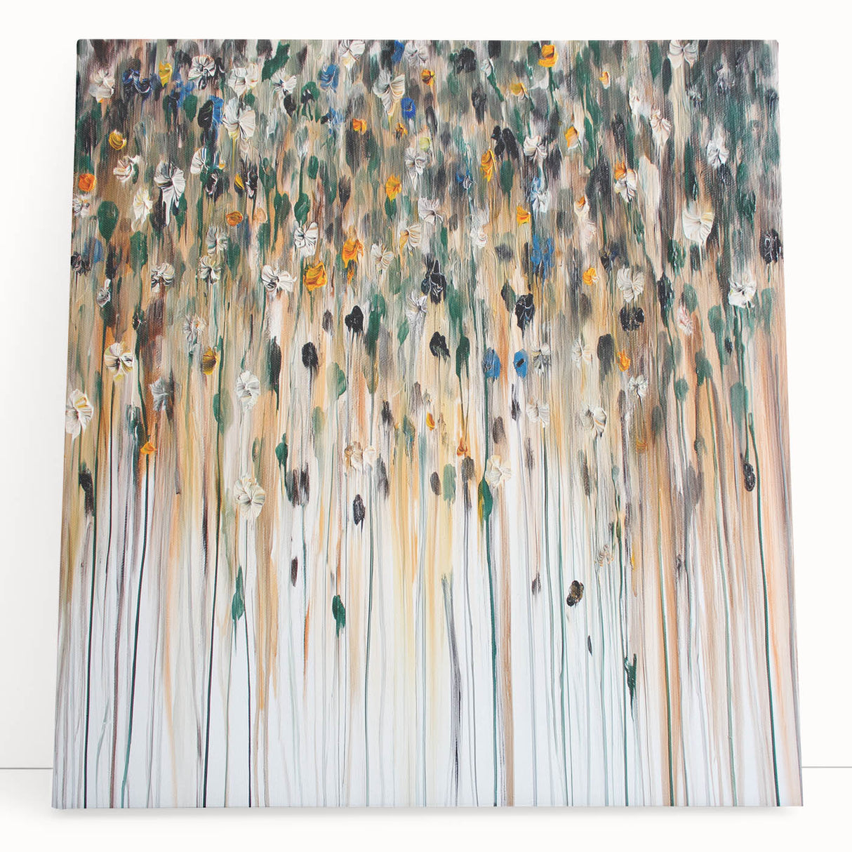 Textured Abstract Floral Wall Art – Modern Drip-Style Canvas