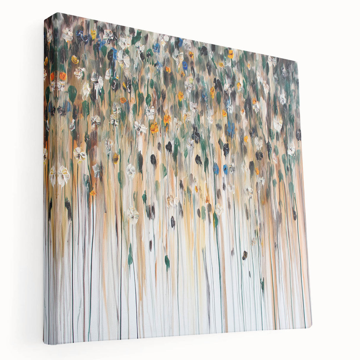 Textured Abstract Floral Wall Art – Modern Drip-Style Canvas
