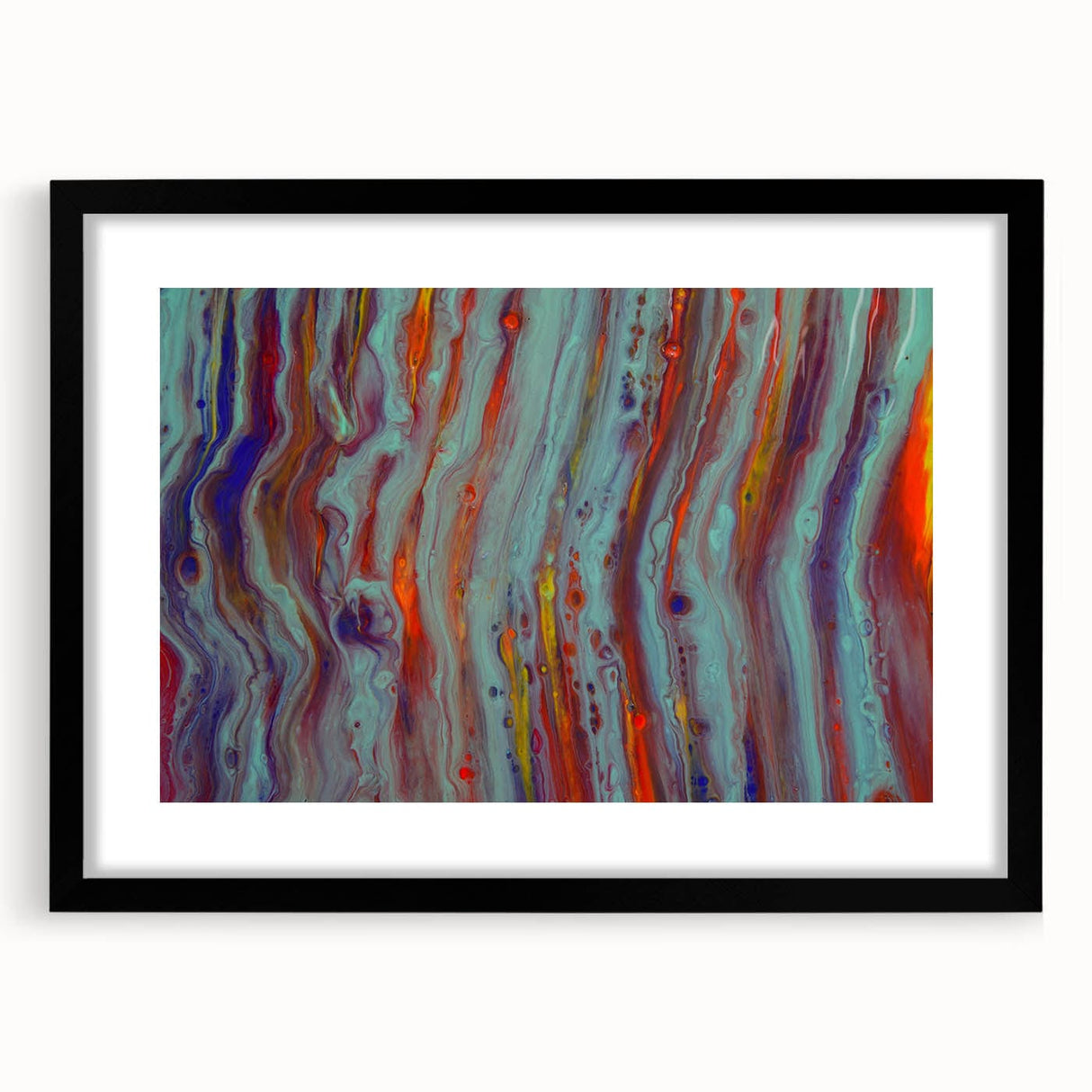 Abstract Fluid Canvas Art – Teal & Orange Modern Wall Print