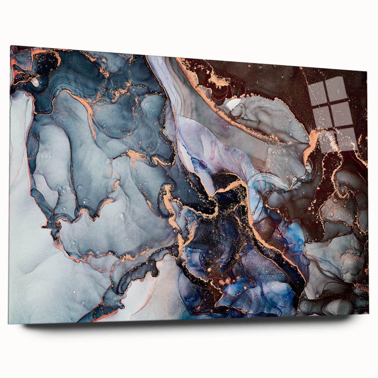 Exclusive Abstract Wall Decor – Navy Blue & Copper Canvas