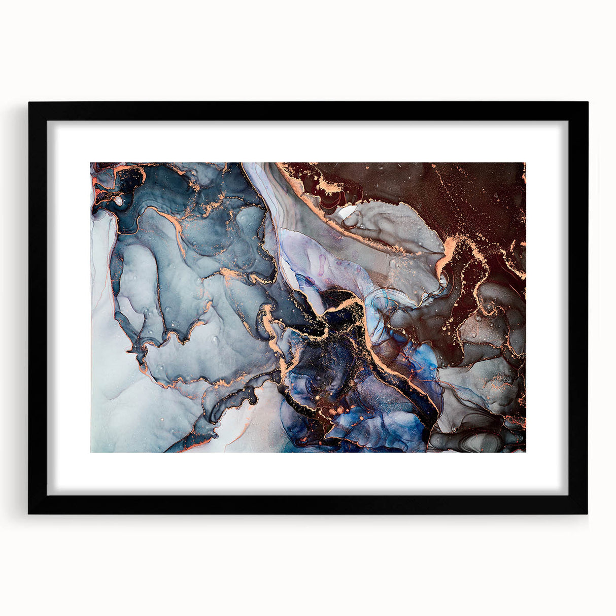 Exclusive Abstract Wall Decor – Navy Blue & Copper Canvas