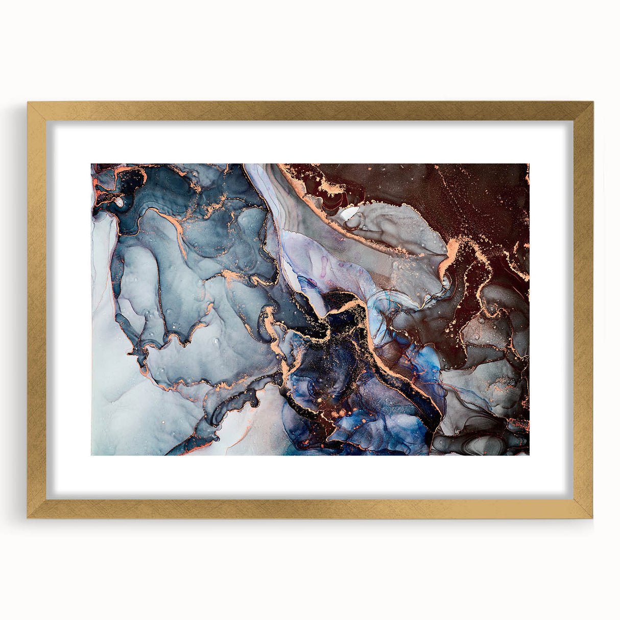 Exclusive Abstract Wall Decor – Navy Blue & Copper Canvas