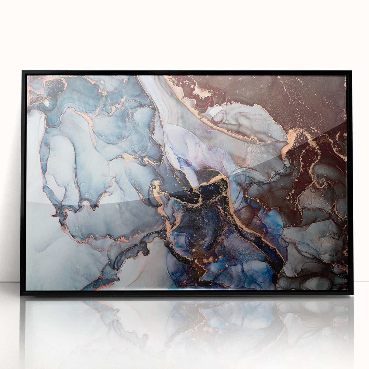 Exclusive Abstract Wall Decor – Navy Blue & Copper Canvas